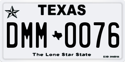 TX license plate DMM0076