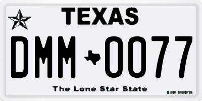 TX license plate DMM0077