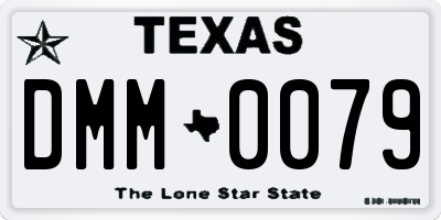 TX license plate DMM0079