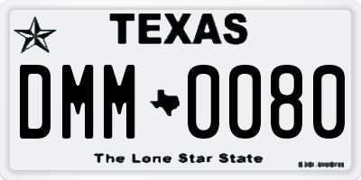 TX license plate DMM0080