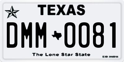 TX license plate DMM0081