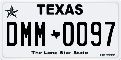 TX license plate DMM0097