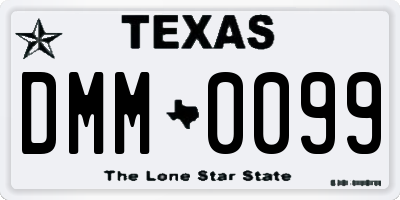 TX license plate DMM0099