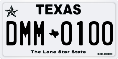 TX license plate DMM0100