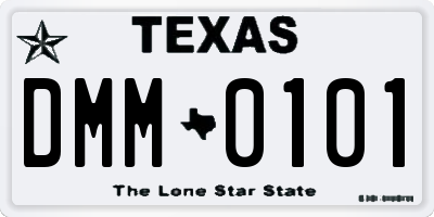 TX license plate DMM0101
