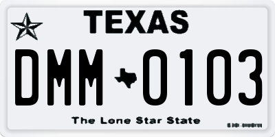 TX license plate DMM0103