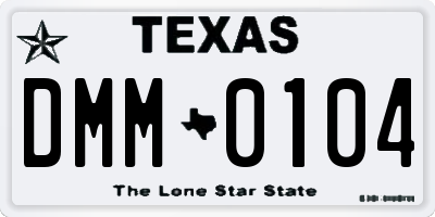 TX license plate DMM0104