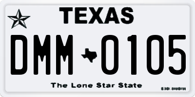 TX license plate DMM0105