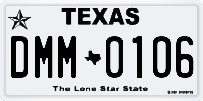 TX license plate DMM0106