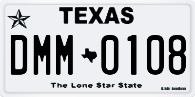 TX license plate DMM0108
