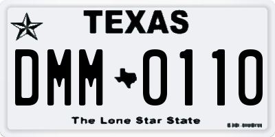 TX license plate DMM0110
