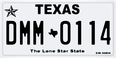 TX license plate DMM0114
