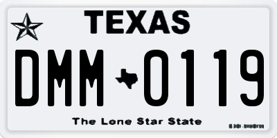 TX license plate DMM0119