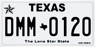 TX license plate DMM0120