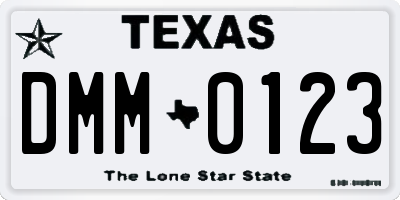 TX license plate DMM0123