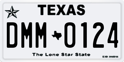 TX license plate DMM0124