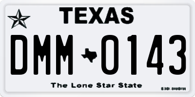 TX license plate DMM0143