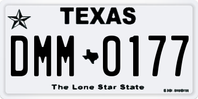TX license plate DMM0177