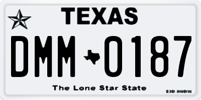 TX license plate DMM0187