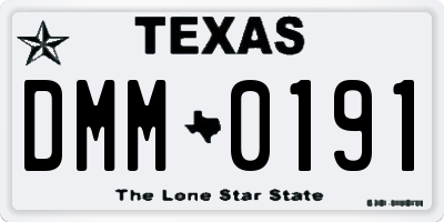 TX license plate DMM0191