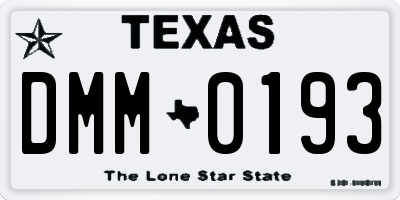 TX license plate DMM0193