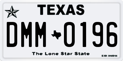 TX license plate DMM0196