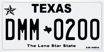 TX license plate DMM0200