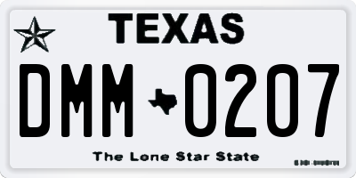 TX license plate DMM0207