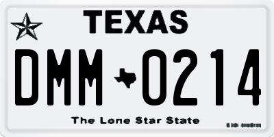 TX license plate DMM0214