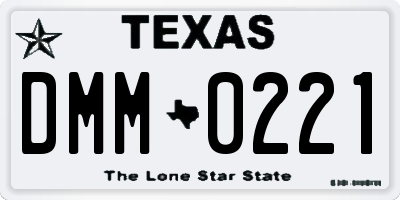 TX license plate DMM0221