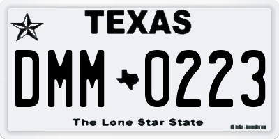 TX license plate DMM0223