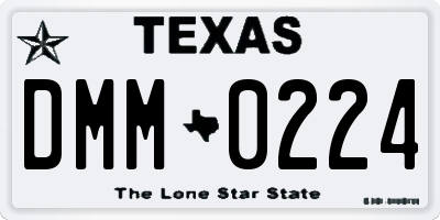 TX license plate DMM0224