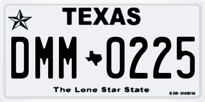 TX license plate DMM0225