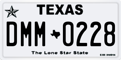 TX license plate DMM0228