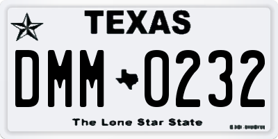 TX license plate DMM0232