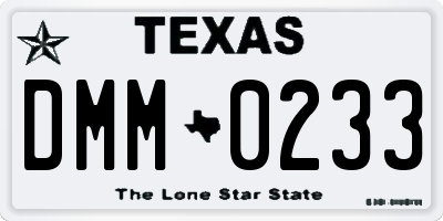 TX license plate DMM0233