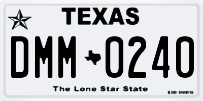 TX license plate DMM0240