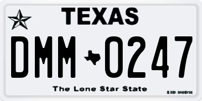 TX license plate DMM0247