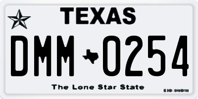 TX license plate DMM0254