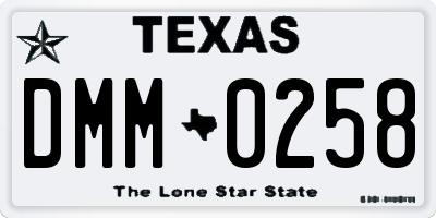 TX license plate DMM0258