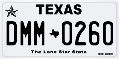 TX license plate DMM0260