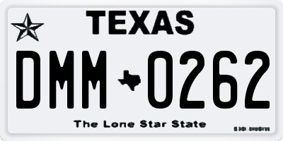 TX license plate DMM0262