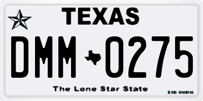 TX license plate DMM0275