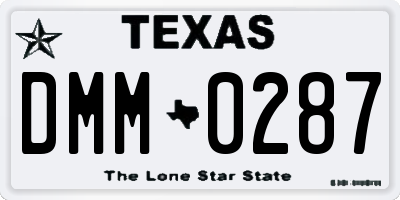 TX license plate DMM0287