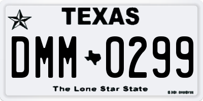 TX license plate DMM0299
