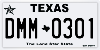 TX license plate DMM0301