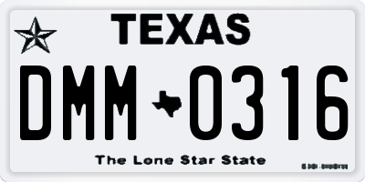 TX license plate DMM0316