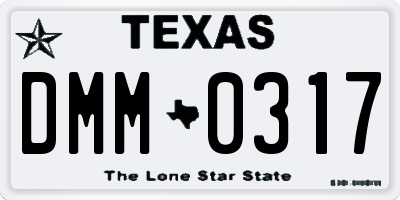 TX license plate DMM0317