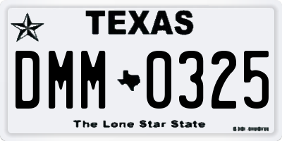TX license plate DMM0325