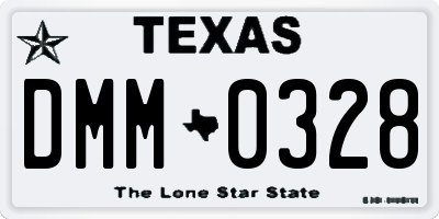 TX license plate DMM0328